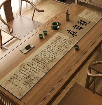 Song Dynasty Aesthetic Zen Table Runner and Tea Mat, Diatom Mud Water-Absorbing Heat-Insulating Long Strip Pad, Customizable Tablecloth