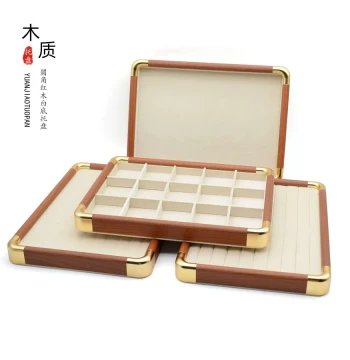 Walnut Wood Grain Jewelry Necklace Storage Display Tray Ornament Display Plate Bead Bracelet Counter Display Tray