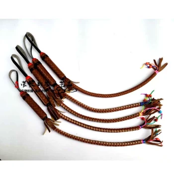 Free Shipping Genuine Leather Whip Mongolian Specialty Decorative Horse Whip Cracking Whip Riding Dance Self-Defense Whip Martial Arts Film Props