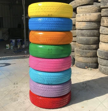 Creative Tire Flower Pot, Solid Color Painted Tire Craft for Kindergartens, Tire Garden Landscape Art Decorative Ornament