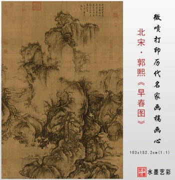 Northern Song Dynasty Guo Xi 'Early Spring' High-Resolution Giclée Print, Master Landscape Painting Reproduction Template, Vintage Art Core