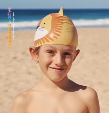 vodabeba Kids Silicone Swim Cap - Waterproof Shark and Mermaid Designs for Boys and Girls