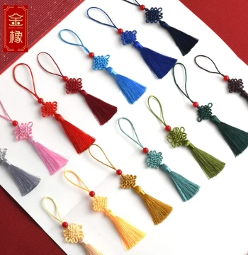 Small Chinese Knot Tassel Pendant for Bags, Hanfu, Ethnic Ancient Style Hanging Tassel Gift Box, Festival Jewelry, Decorative Green Plant Ornament