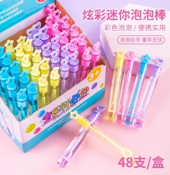 Portable Unbreakable Bubble Wand: Mini Bubble Gel Stick with Handheld Bubble Machine and Small Bubble Solution Tubes – Kids' Toy