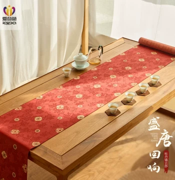 aiqipa Tang Dynasty Echo Red Table Runner, Chinese Zen Tea Mat, High-End Tea Table Cloth