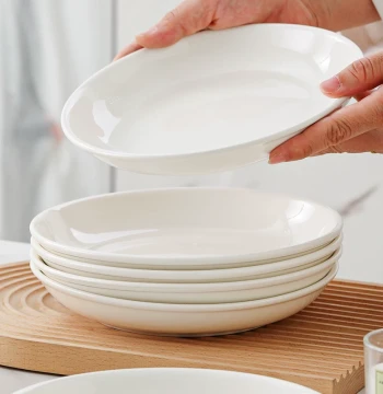 Ceramic Plates for Home Use, Premium Underglaze High-Temperature Deep Soup Plate Set, 2025 New White Plates