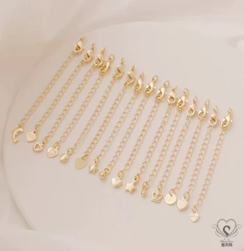 14K Gold Filled Chain Heart Piece Lobster Clasp Spring Clasp DIY Jewelry Accessories Bud Tail Chain/Extension Chain 6.5cm