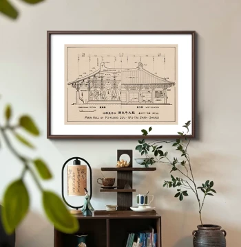 Liang Sicheng's Hand-Drawn Architectural Sketches of Ancient China: Decorative Wall Art for New Chinese Style Studies, Living Rooms, or Entryways