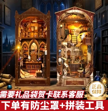 Sisyphe Assembly Bookend, Magical World Harry Potter Wooden 3D Puzzle with Induction Light, DIY Ancient Style Gift