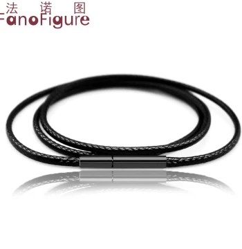 FanoFigure Pendant Cord Necklace for Men and Women, Black Waxed Leather Rope for Jade Pendants, Fashion Jewelry Accessory