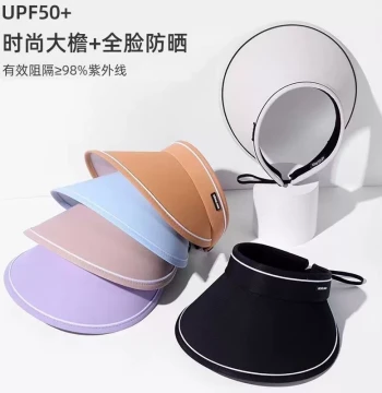 Women's UPF50+ Summer Wide-Brim UV Protection Visor Hat for Cycling and Sun Shielding