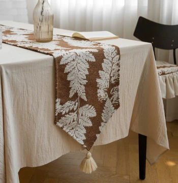 Autumn Rhyme Jacquard Table Runner: Fabric with Tassels, Long Strip Dustproof and Waterproof Cover for TV Cabinet, Shoe Cabinet, or Dining Table