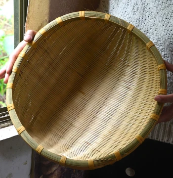 Bamboo Woven Winnowing Basket, Rice Sieve, Storage Basket for Steamed Buns and Fruits, Drainage Round Bamboo Basket, Drying Sieve