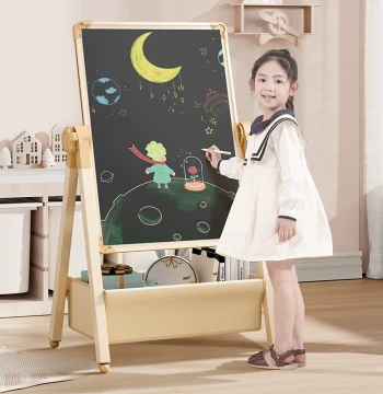 Toddler & Children's Magnetic Double-Sided Teaching Blackboard: Baby Coloring & Graffiti Erasable Writing & Painting Board with Home Stand