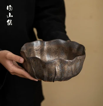 Large Traditional Chinese Style Tea Wash Bowl – Ceramic Waste Water Cup, Jian Shui Tea Ceremony Accessory, and Tea Residue Container for Home Use