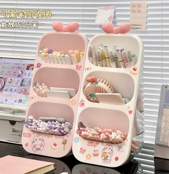 Pen Holder Storage Box Large Capacity Slanted Insert