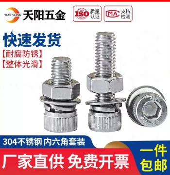 304 Stainless Steel Hex Socket Screw and Nut Set – Complete Assortment of Bolts, Studs, Flat Washers, and Spring Washers in Sizes M2 to M24