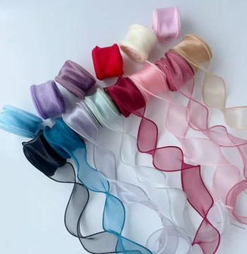 Mermaid Yarn Ribbon Fresh Flower Packaging Material Gift Cake Decoration Bow Colored Ribbon Handmade DIY Hair Accessories Headband