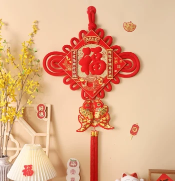 2026 New Fu Character Chinese Knot Wall Hanging, Large Premium Decor for Living Room, Entryway, and Foyer – Perfect for Housewarming Celebrations