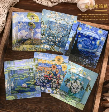 Oil Painting Acrylic Refrigerator Stickers, Instagram-Worthy High-Aesthetic Nordic Art Landscape, Retro Van Gogh Monet Starry Night World Famous Paintings, Premium Magnetic Stickers, Personalized Creative 3D Home Decorative Magnetic Stickers