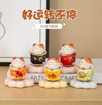 Ceramic Lucky Cat Small Mini Stress Relief Desktop Lucky Cat Jingdezhen Ceramic Small Ornament