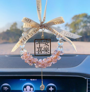 Peace and Joy Car Hanging Ornament 2025 New Model Rearview Mirror Crystal Interior Hanging Decor Premium Ornament for Women