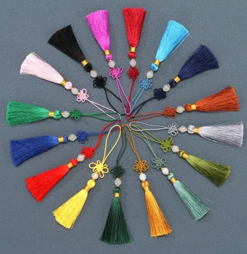 Chinese Knot with Beaded Tassel Mini Style Small Pendant DIY Ancient Style Bookmark Paper Fan USB Drive Hanfu Pendant Sachem Hanging Ornament