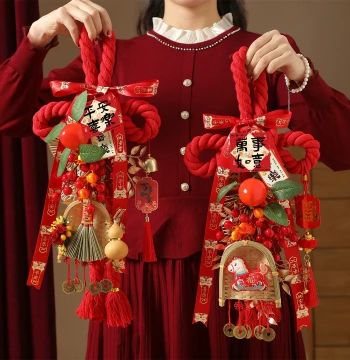 Large Red Chinese Knot Ornament 2026 New Housewarming Joy Decoration Fu Character Entrance Door Hanging Decor Main Gate Arrangement
