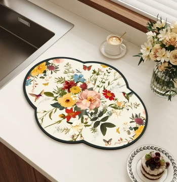 Chinese Style Magpie Placemats, Absorbent Non-Slip Table Heat Insulation Mats, Tea Ceremony Mats, Diatom Mud Quick-Dry Teacup Coasters