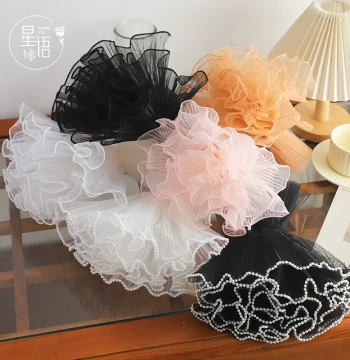 Pearl Style Wave Tulle Fresh Flower Wrapping Mesh Korean Wavy Tulle Rose Bouquet White Tulle Black Tulle Floral Supplies