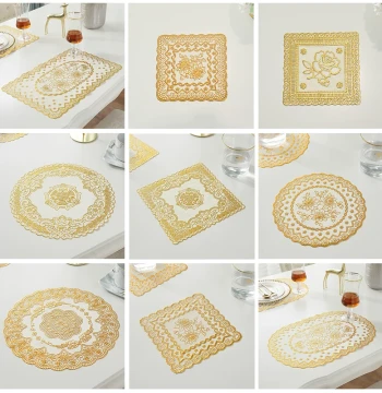 European Style Hot Stamping Coaster, Western Dinner Mat, Ashtray Mat, Coffee Table Mat, Tray Mat, Vase Mat, PVC Anti-Slip Anti-Scald Heat Insulation Mat