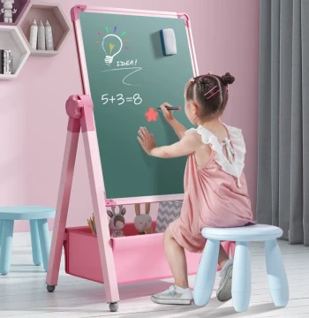 Children's Drawing Board, Baby Magnetic Double-Sided Teaching Home Small Blackboard, Stand-Type Coloring Graffiti Erasable Writing Whiteboard