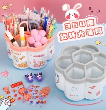 Pen Holder Large-Capacity Desktop Stationery Organizer for Kids and Office