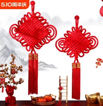 Premium Chinese Knot Hanging Ornament Large Velvet Woven Red Fu Character Decor for Living Room Entrance Door Hallway Small Decoration