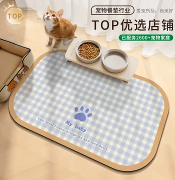 Pet Cat Special Meal Mat, PVC Waterproof Wipe-Clean Non-Stick Fur Bite-Resistant Dog and Cat Food Bowl Pad, Splash-Proof