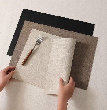 Light Luxury Table Placemat Western Dinner Mat Premium Feel Heat Insulation Mat High-End Hotel Waterproof Oil-Proof Chinese Style Leather Tableware Placemat