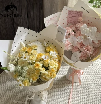 YU HO [Mother's Day & 520] Polka Dot Series Flower Wrapping Paper, Fresh Flower Bouquet Korean Style Packaging Paper, DIY Materials