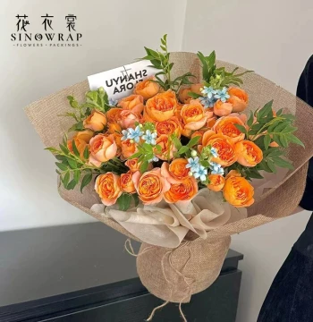 Huayishang Colored Linen Natural Linen Roll Fresh Flower Rose Wrapping Paper Material Pack Flower Gauze Net Premium Paper