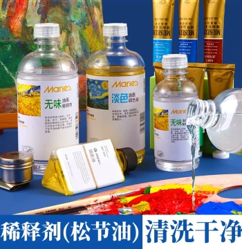 Marie's Odorless Turpentine Diluent, Oil Paint Medium 500ml, Color Mixing Oil, Cleaning Solution, Brush Washer, Colorless Odorless Color Mixing Agent