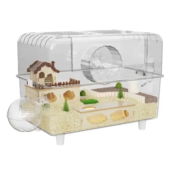 Golden Bear Hamster Cage 60, Luxury Villa, Acrylic Transparent, Bite-Proof, Extra-Large, Affordable, Easy to Clean