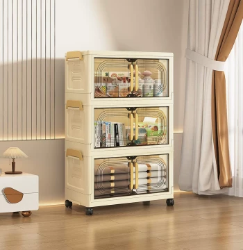 Multi-Layer Drawer Storage Cabinet with Wheels: Plastic Toy Chest, Organizer Box, and Bedside Table XM