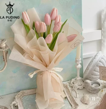 LA Puting Drawstring Waterproof Milk Cotton Paper Solid Color Fresh Flower Bouquet Floral Wrapping Paper Liner Packaging Material