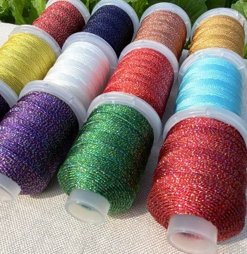 9-Strand/12-Strand Starry Yarn Solid Color Hand-Knitting Thread High-Gloss with Sparkles