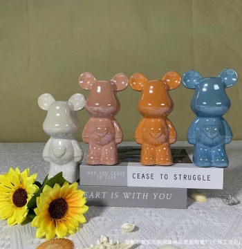 Electroplated Bear Ceramic Piggy Bank Violent Bear Desktop Ornament Living Room Entryway Ring Toss Creative Love Bear
