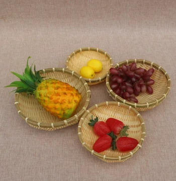 Bamboo Woven Winnowing Basket Steamed Bun Storage Basket Bamboo Products Basket Bamboo Woven Basket Vegetable Washing Draining Rice Rinsing Basket Fruit Basket Small Sieve
