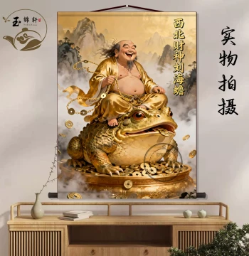 Portrait Hanging Scroll of Liu Hai and the Money Toad - Eight-Fifth Road Wealth-Bringing Central Hall Painting for Entryway and Wall Decoration
