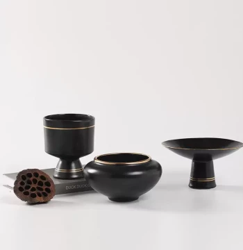 Chinese-Style Decorative Gold-Trimmed Fruit Platter, Jingdezhen Ceramic Flower Vase, Gilded Tea Washer – Home, Guesthouse, Living Room, and Tea Room Ornament