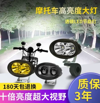 Super Bright LED Headlight for Electric Vehicles, High-Intensity Night Riding Light for Motorcycles and Tricycles, External Lens Spotlight, 12V Road Illumination Front Lamp