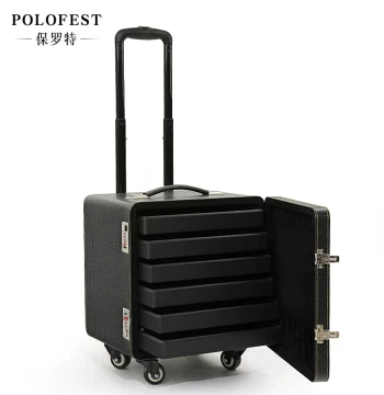 Jewelry Exhibition Storage Box: Large Capacity Leather Necklace Ring Bracelet Case with Universal Wheels and Password Lock for Viewing