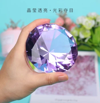 Crystal Glass Diamond Children's Toy Transparent Sparkling Large Gem Counter Ornament Kids' Birthday Gift 8cm